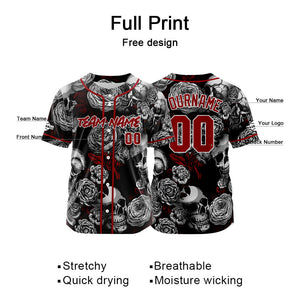 Custom Baseball Jersey Personalized Baseball Shirt for Men Women Kids Youth Teams Stitched and Print Grey&Red