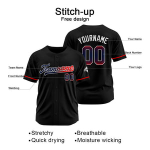 Custom Black Baseball Jersey Stitched Design Personalized Hip Hop Baseball Shirts