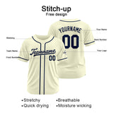 Custom Baseball Jersey Stitched Design Personalized Hip Hop Baseball Shirts Cream-Navy