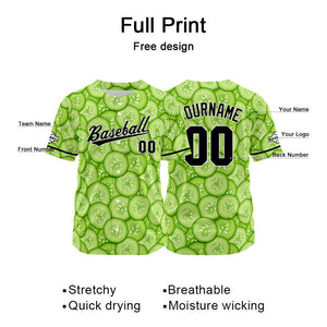 Custom Full Print Design Baseball Jersey green