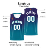 Custom Basketball Jersey Personalized Stitched Team Name Number Logo Purple&Aqua