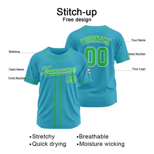 Custom Baseball Jersey Stitched Design Personalized Hip Hop Baseball Shirts Light Blue-Green