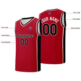 Custom basketball jersey shorts for men and women. Embroidered and printed name, number and logo Red