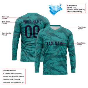 Custom Basketball Soccer Football Shooting Long T-Shirt for Adults and Kids Camouflage Green