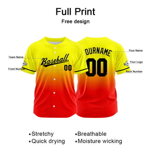 Custom Full Print Design  Baseball Jersey Yellow&Red