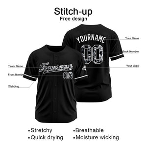 Custom Black Baseball Jersey Stitched Design Personalized Hip Hop Baseball Shirts