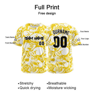 Custom Baseball Jersey Personalized Baseball Shirt for Men Women Kids Youth Teams Stitched and Print Yellow&White