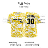 Custom Baseball Jersey Personalized Baseball Shirt for Men Women Kids Youth Teams Stitched and Print Yellow&White