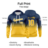 Custom Gradient Hoodie For Man Woman Girl Boy Print Your Logo Name Number Navy Yellow