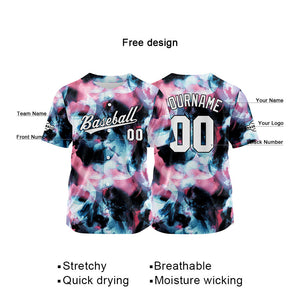 Custom Full Print Design Baseball Jersey pink-black-blue