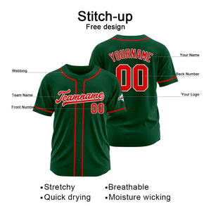 Custom Baseball Jersey Stitched Design Personalized Hip Hop Baseball Shirts Dark Green-Red