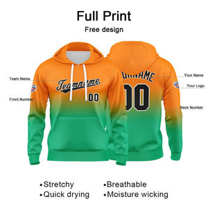 Custom Gradient Hoodie For Man Woman Girl Boy Print Your Logo Name Number Orange Green