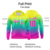 Custom Gradient Hoodie For Man Woman Girl Boy Print Your Logo Name Number Gelb Grün