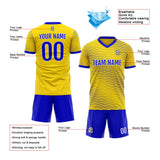 Custom Soccer Uniform Jersey Kids Adults Personalized Set Jersey Yellow&Royal Wave