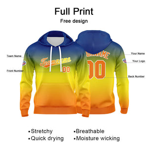 Custom Gradient Hoodie For Man Woman Girl Boy Print Your Logo Name Number Gelb Orange