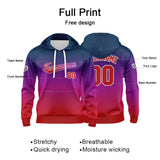 Custom Gradient Hoodie For Man Woman Girl Boy Print Your Logo Name Number Blue Purple Red