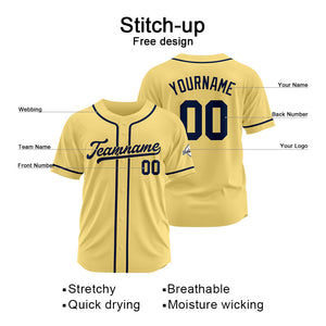 Custom Baseball Jersey Stitched Design Personalized Hip Hop Baseball Shirts Gold-Navy