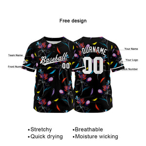 Custom Full Print Design Baseball Jersey black