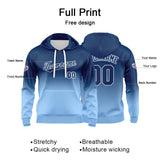 Custom Gradient Hoodie For Man Woman Girl Boy Print Your Logo Name Number Navy Light Blue