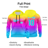 Custom Gradient Hoodie For Man Woman Girl Boy Print Your Logo Name Number Gelblich Lila Blau