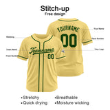 Custom Baseball Jersey Stitched Design Personalized Hip Hop Baseball Shirts Gold-Dark Green