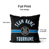 Custom Football Throw Pillow for Men Women Boy Gift Printed Your Personalized Name Number Black & Royal & White