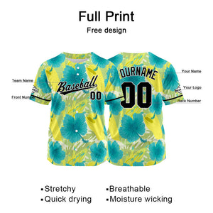 Custom Full Print Design  Baseball Jersey green-yellow