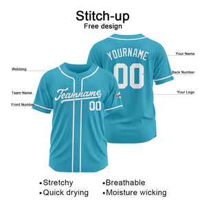 Custom Baseball Jersey Stitched Design Personalized Hip Hop Baseball Shirts Light Blue-White