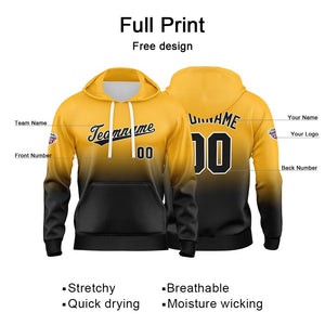 Custom Gradient Hoodie For Man Woman Girl Boy Print Your Logo Name Number Yellow Black