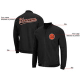 Custom Long Sleeve Windbreaker Jackets Uniform Printed Your Logo Name Number Black-Orange-White