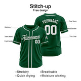 Custom Baseball Jersey Stitched Design Personalized Hip Hop Baseball Shirts Dark Green-White