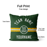 Custom Football Throw Pillow for Men Women Boy Gift Printed Your Personalized Name Number Green & Yellow & White