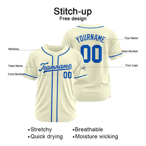 Custom Baseball Jersey Stitched Design Personalized Hip Hop Baseball Shirts Cream-Royal