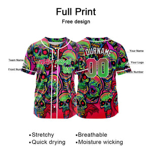 Custom Baseball Jersey Personalized Baseball Shirt for Men Women Kids Youth Teams Stitched and Print Pink&Green