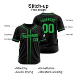 Custom Baseball Jersey Stitched Design Personalized Hip Hop Baseball Shirts Black-Green