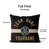 Custom Football Throw Pillow for Men Women Boy Gift Printed Your Personalized Name Number Black & White & Gold