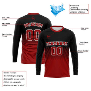 Custom Basketball Soccer Football Shooting Long T-Shirt for Adults and Kids Black&Red