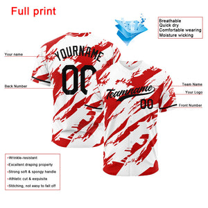 Custom Full Print Design Baseball Jersey red-white