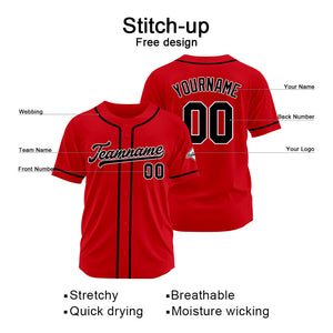 Custom Baseball Jersey Stitched Design Personalized Hip Hop Baseball Shirts Red-Black