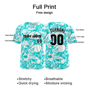 Custom Baseball Jersey Personalized Baseball Shirt for Men Women Kids Youth Teams Stitched and Print Light Blue&White