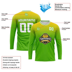 Custom Basketball Soccer Football Shooting Long T-Shirt for Adults and Kids Yellow&Green