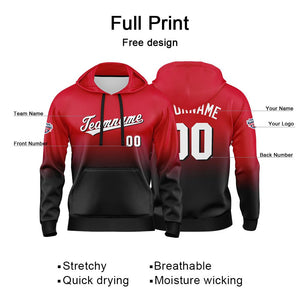 Custom Gradient Hoodie For Man Woman Girl Boy Print Your Logo Name Number Red Black White