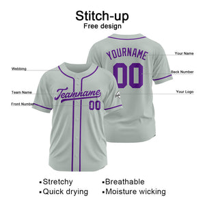 Custom Baseball Jersey Stitched Design Personalized Hip Hop Baseball Shirts Gray-Purple