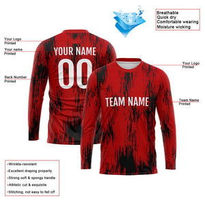 Custom Basketball Soccer Football Shooting Long T-Shirt for Adults and Kids Red-Black