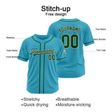 Custom Baseball Jersey Stitched Design Personalized Hip Hop Baseball Shirts Light Blue-Dark Green