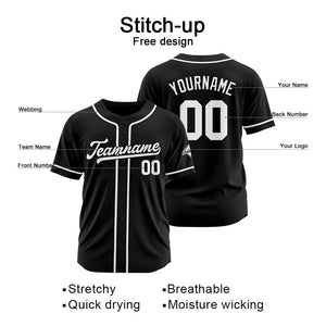 Custom Baseball Jersey Black-White Mesh