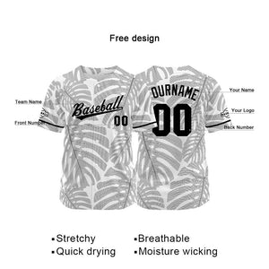 Custom Full Print Design Baseball Jersey gray-white