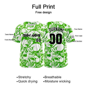 Custom Baseball Jersey Personalized Baseball Shirt for Men Women Kids Youth Teams Stitched and Print Green&White