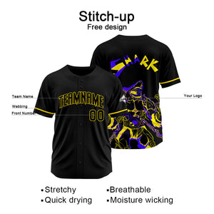 Custom Shark-Black&Yellow Baseball Uniforms High-Quality for Adult Kids Optimized for Performance