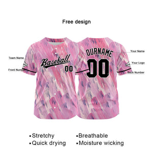 Custom Full Print Design Baseball Jersey pink